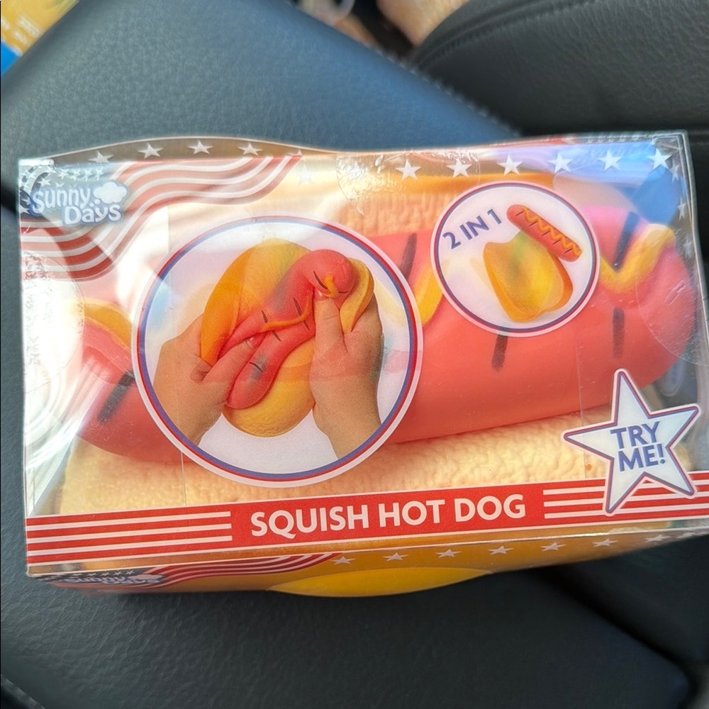 Squish Hot Dog Toy - Red & Yellow